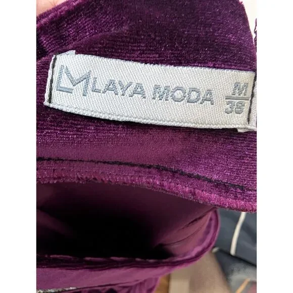 Maya Moda Velvet Maxi Skirt Size Small Purple Rhinestone Waist Formal Whimsigoth - Picture 4 of 8